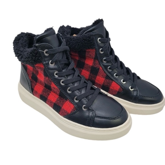 X Marc Fisher Plaid MF Fellow T High Top Sneaker Boots - Picture 1 of 5